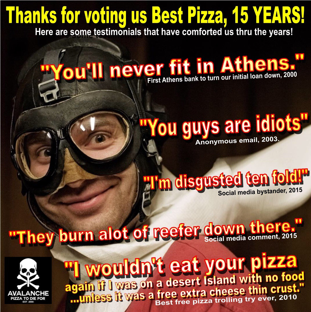 Best of Athens Avalanche Pizza 15 years running