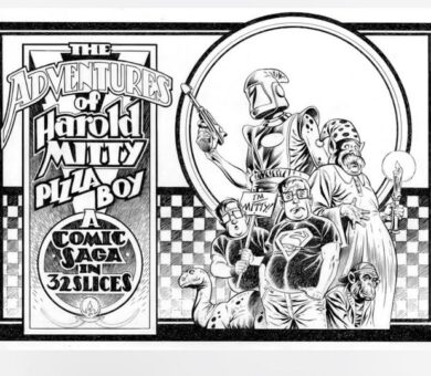 graphic novel Adventures of Harold Mitty pizza box tops