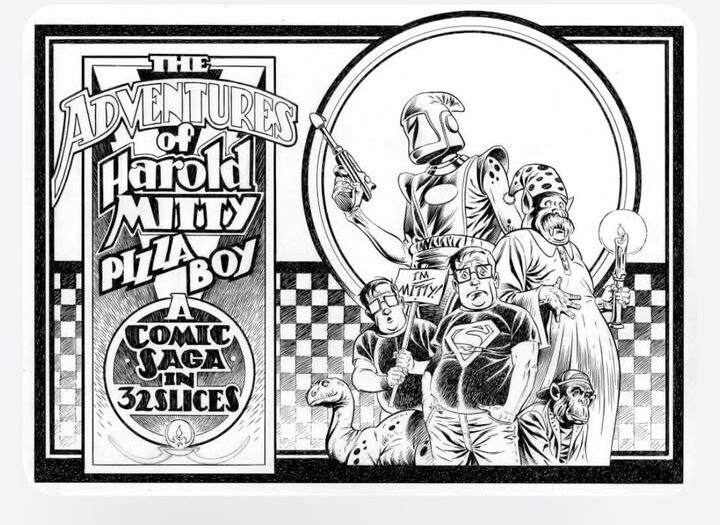 graphic novel Adventures of Harold Mitty pizza box tops
